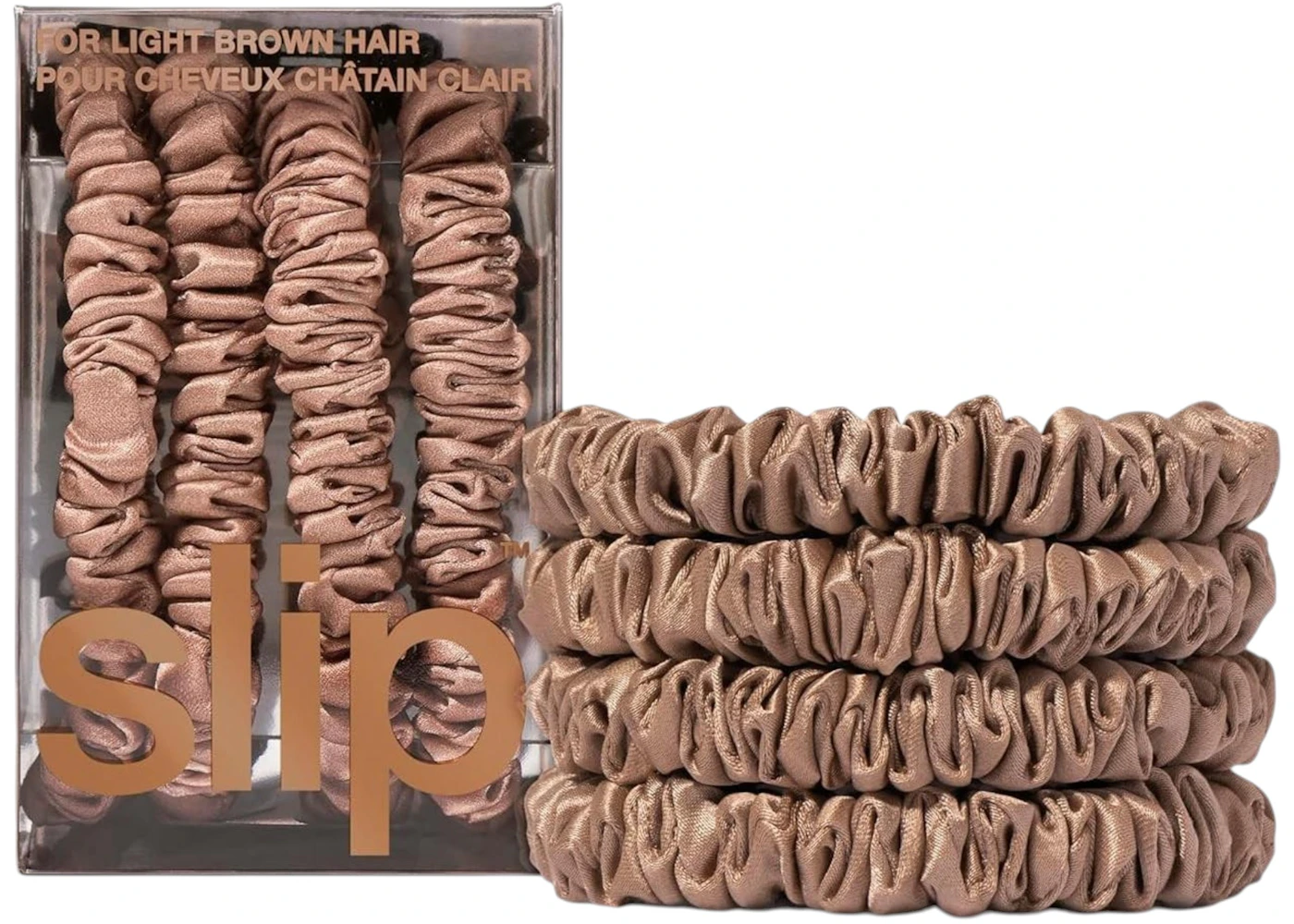 Slip Skinny Elastic Scrunchies Set (Set Of 4) Light Brown