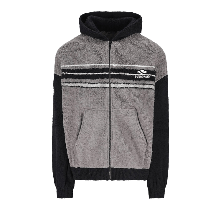 Balenciaga Fluffy Zip-Up Hoodie 'Grey/Multicolor'