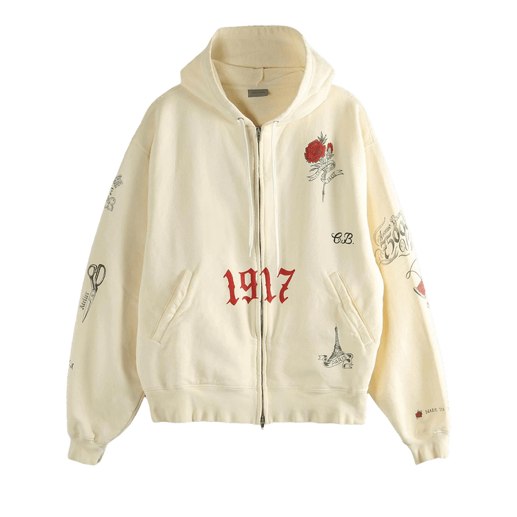 Balenciaga Oversized Zip-Up Hoodie 'Cream'