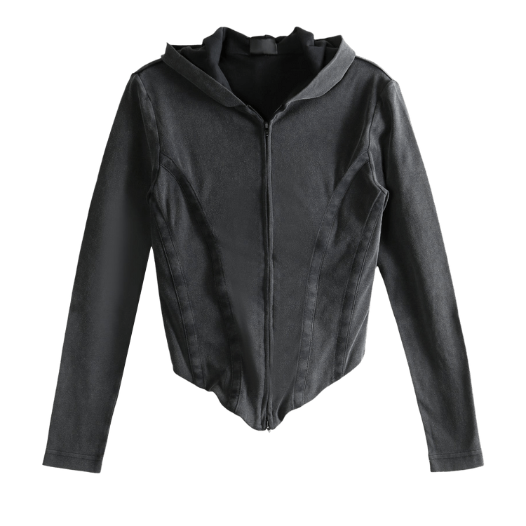 Balenciaga Corseted Zip Up Hoodie 'Washed Black'