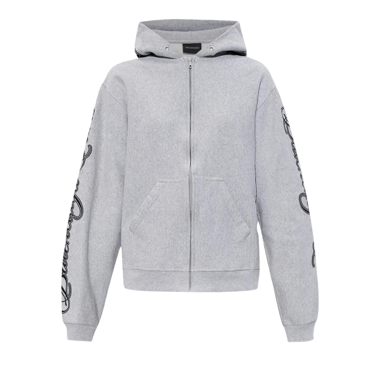 Balenciaga Standard Zip Hoodie 'Light Heather Grey/Black'