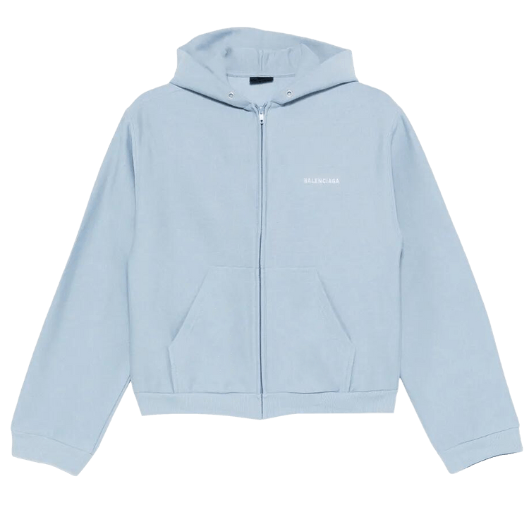 Balenciaga Standard Zip Hoodie 'Light Blue/White'