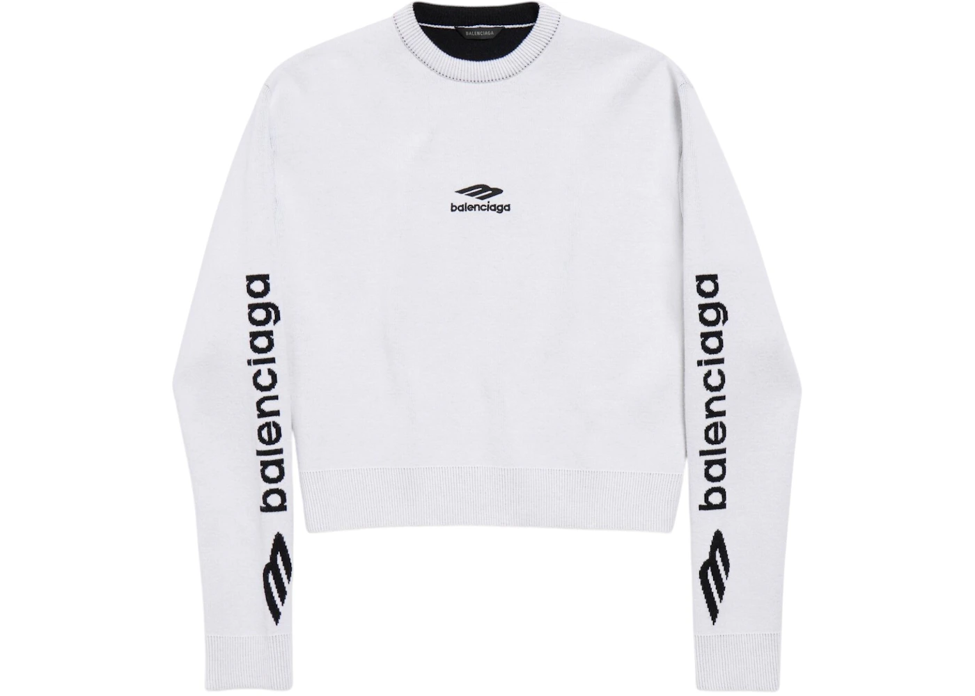Balenciaga Women's 3B Sports Icon Cropped Crewneck White/Black