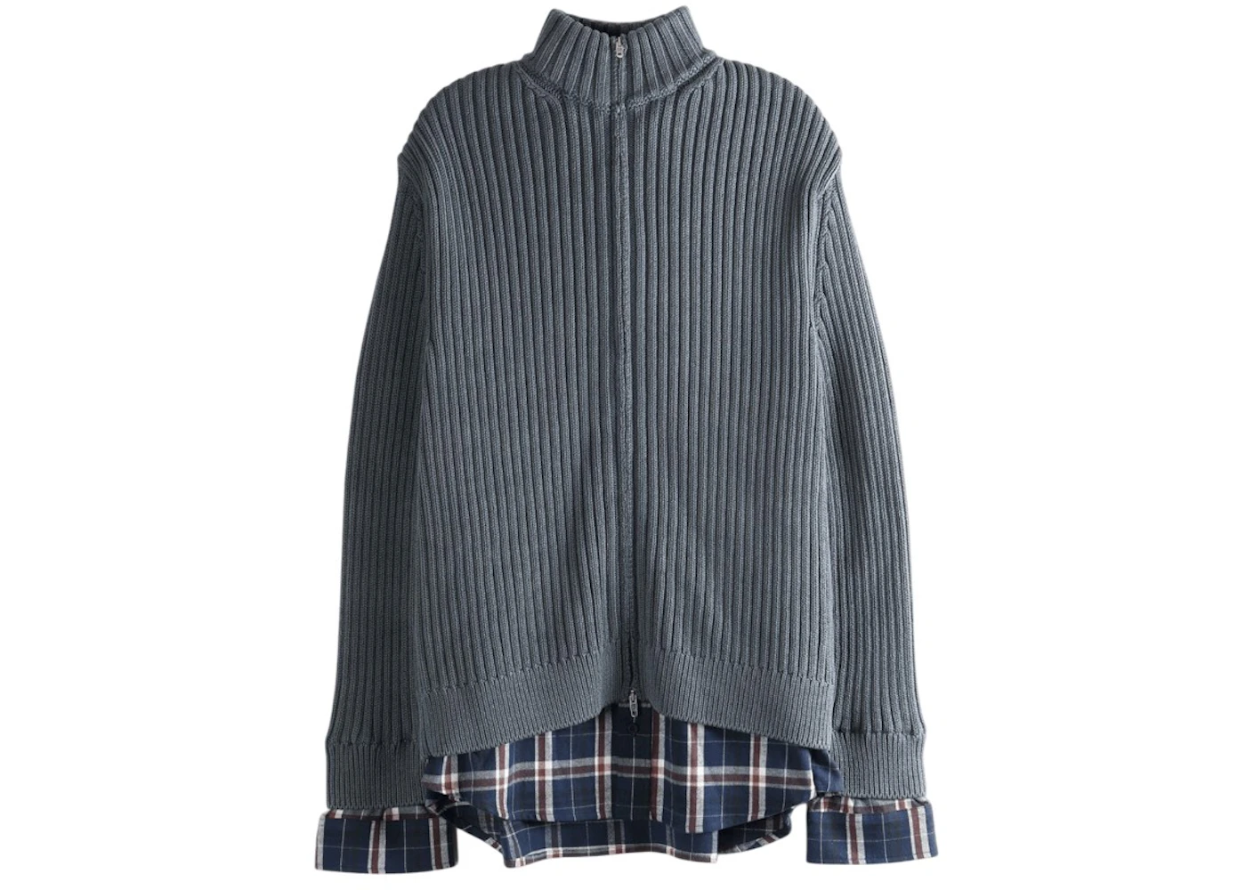 Balenciaga Layered Zip Sweater Navy Brown