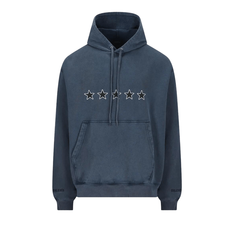 Balenciaga Oversized Drawstring Hoodie 'Washed Navy'