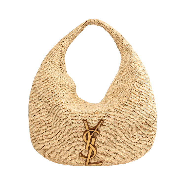 Saint Laurent Icare Hobo Raffia Bag 'Pale Brown/Brick'
