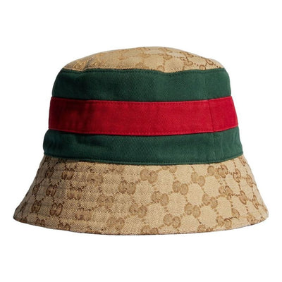 Gucci GG Cotton Canvas Bucket Hat with Web 'Beige Dark Brown'