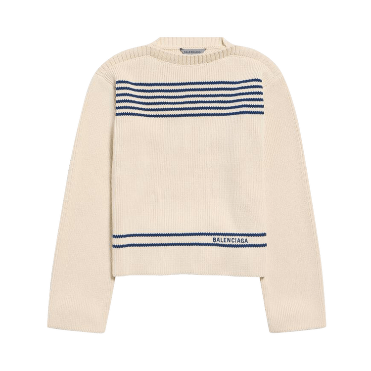 Balenciaga Boatneck Sweater 'Navy/White'