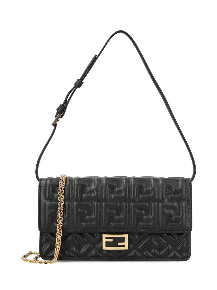 Fendi Baguette Logo Embossed Chain-Linked Wallet