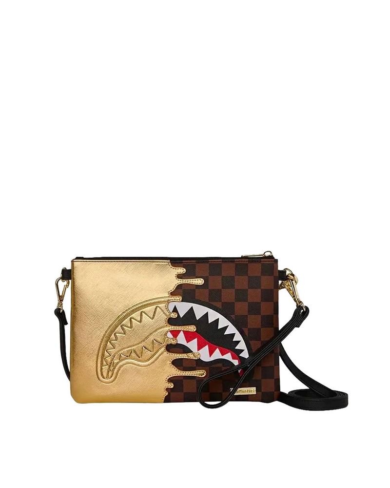 Sprayground Shark In Paris Check Clutch Bag