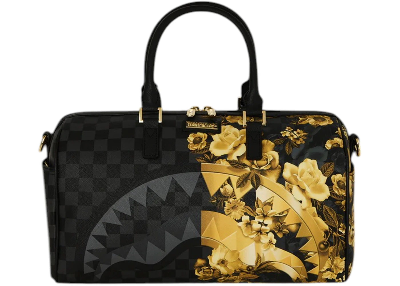 Sprayground Gold Floral Remix Mini Duffle Bag Black/Gold