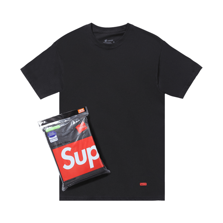 Supreme x Hanes Tagless Tees (3 Pack) 'Black'