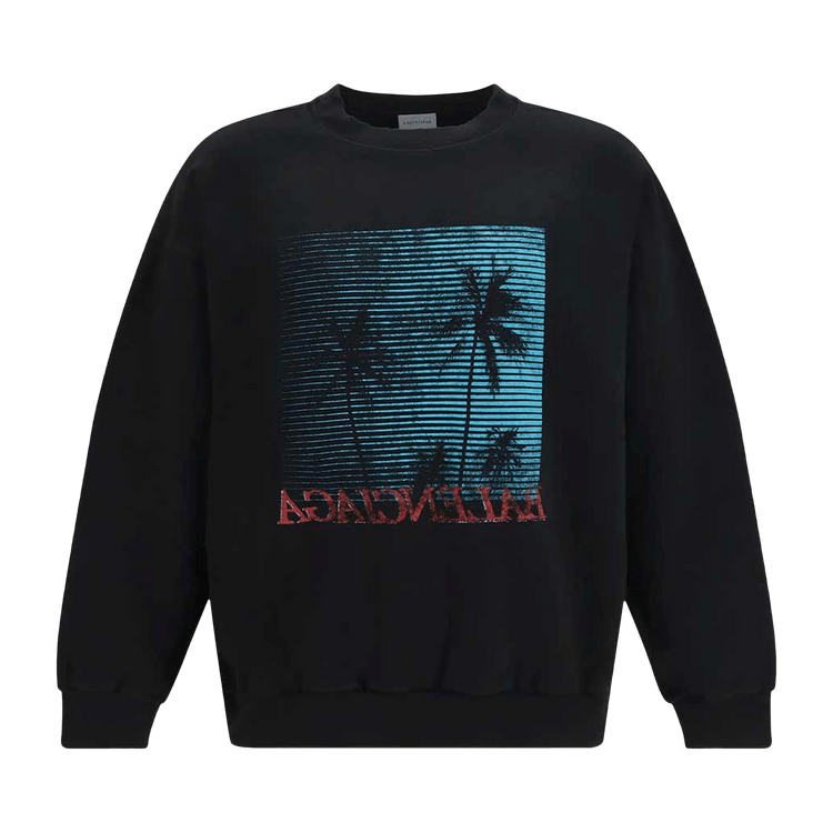Balenciaga Palm-Print Cotton Sweater 'Black'