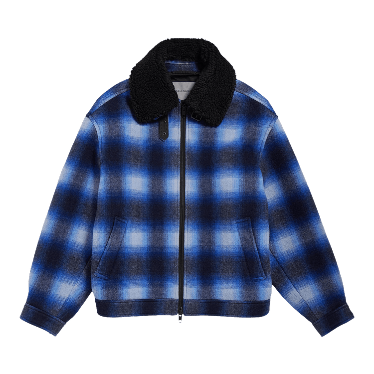 Balenciaga Flannel Bomber Jacket 'Blue/Black'