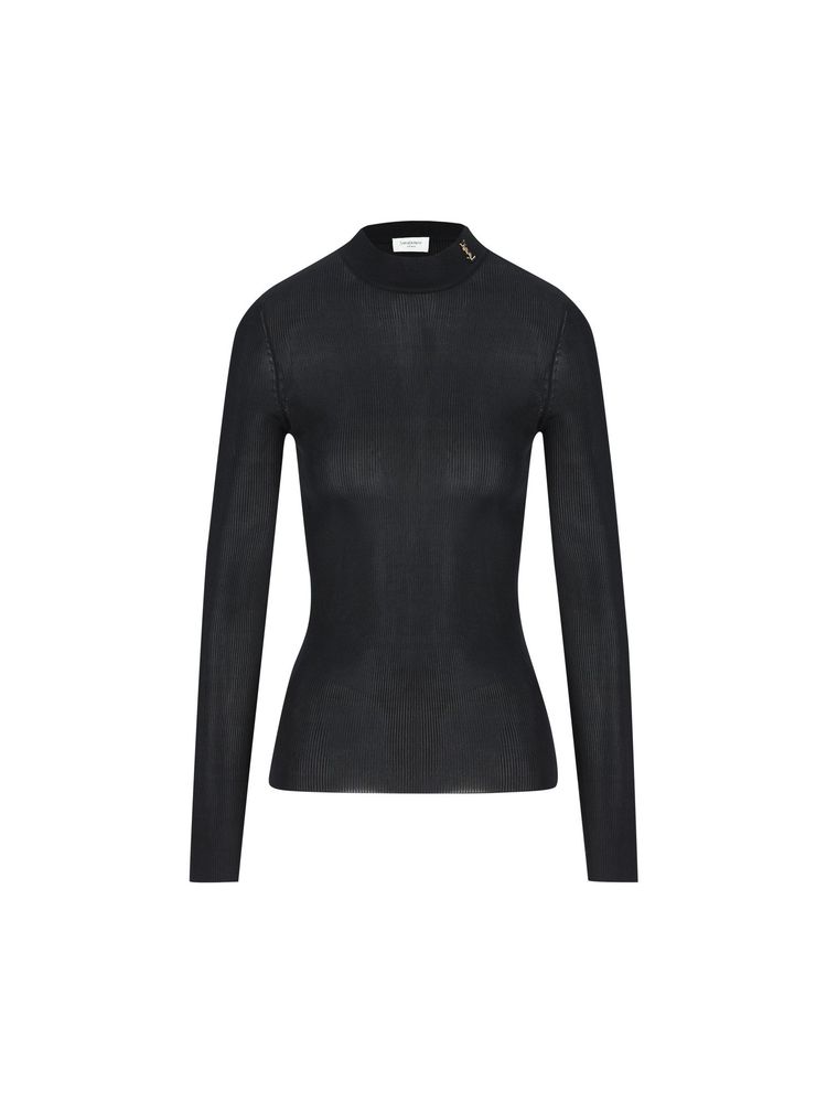 Saint Laurent Ribbed Logo Knitted Sweater