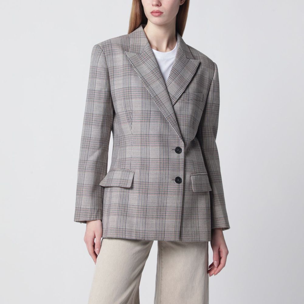 Anine Bing Checked Double-Breasted Blazer