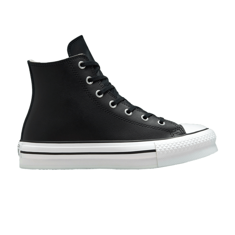 Converse Chuck Taylor All Star Lift Platform Leather High GS 'Black Natural Ivory'