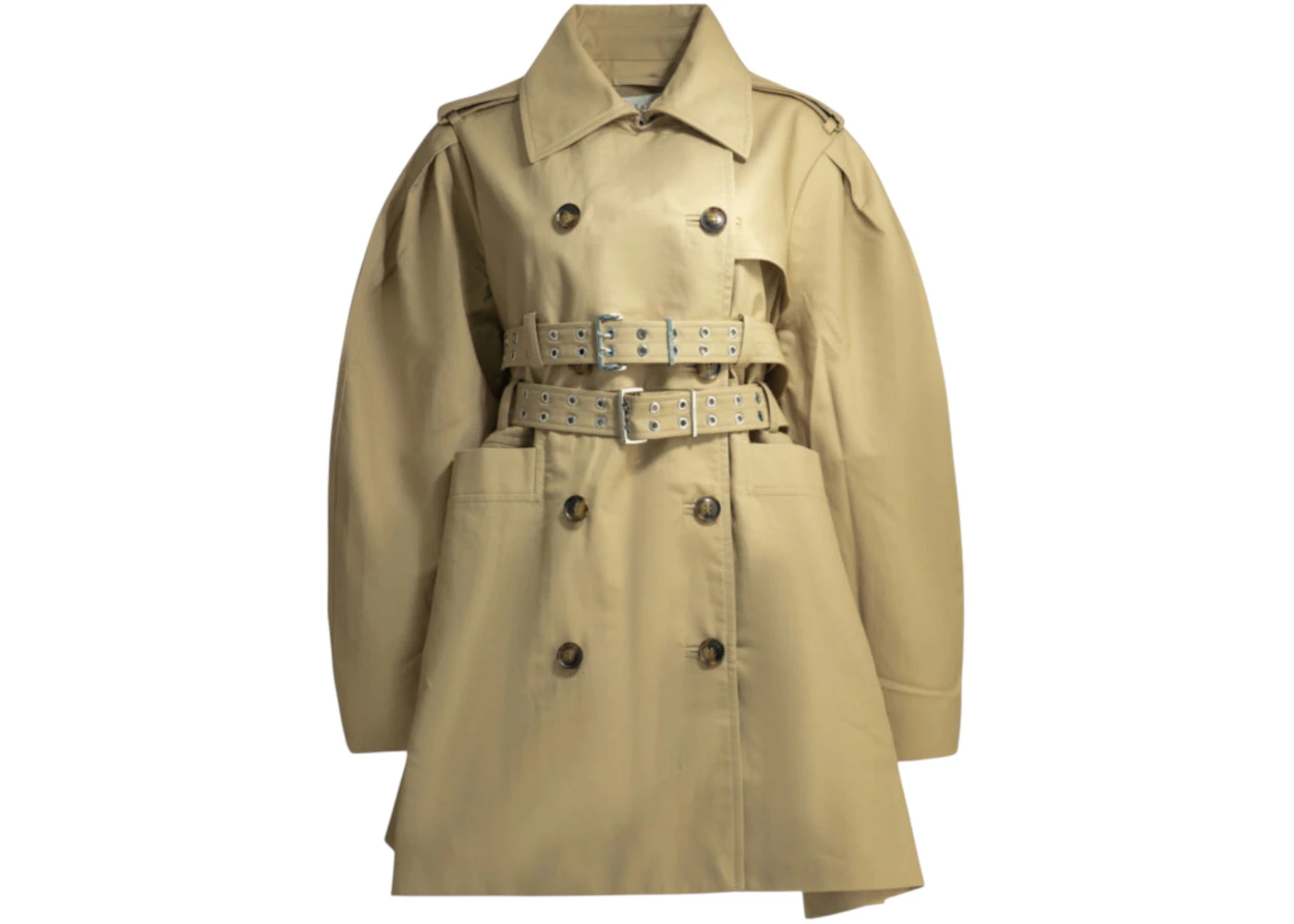 Ganni Cotton Trench Coat Beige