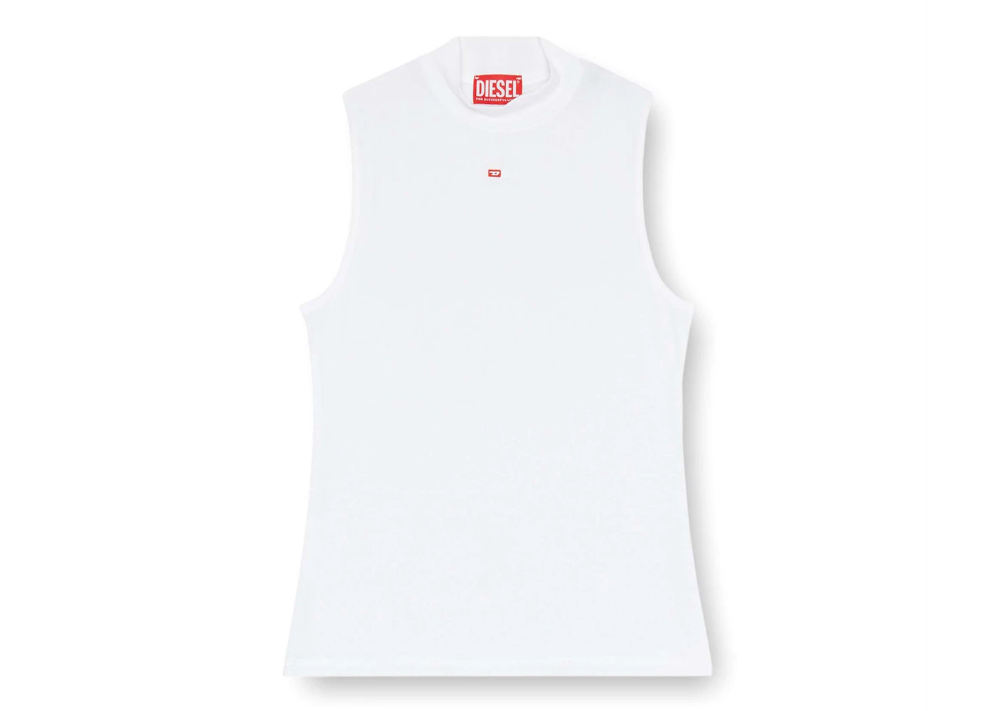 Diesel (W) T-Mokky-Sl-Microdiv Mock Neck Ribbed Tank Top White