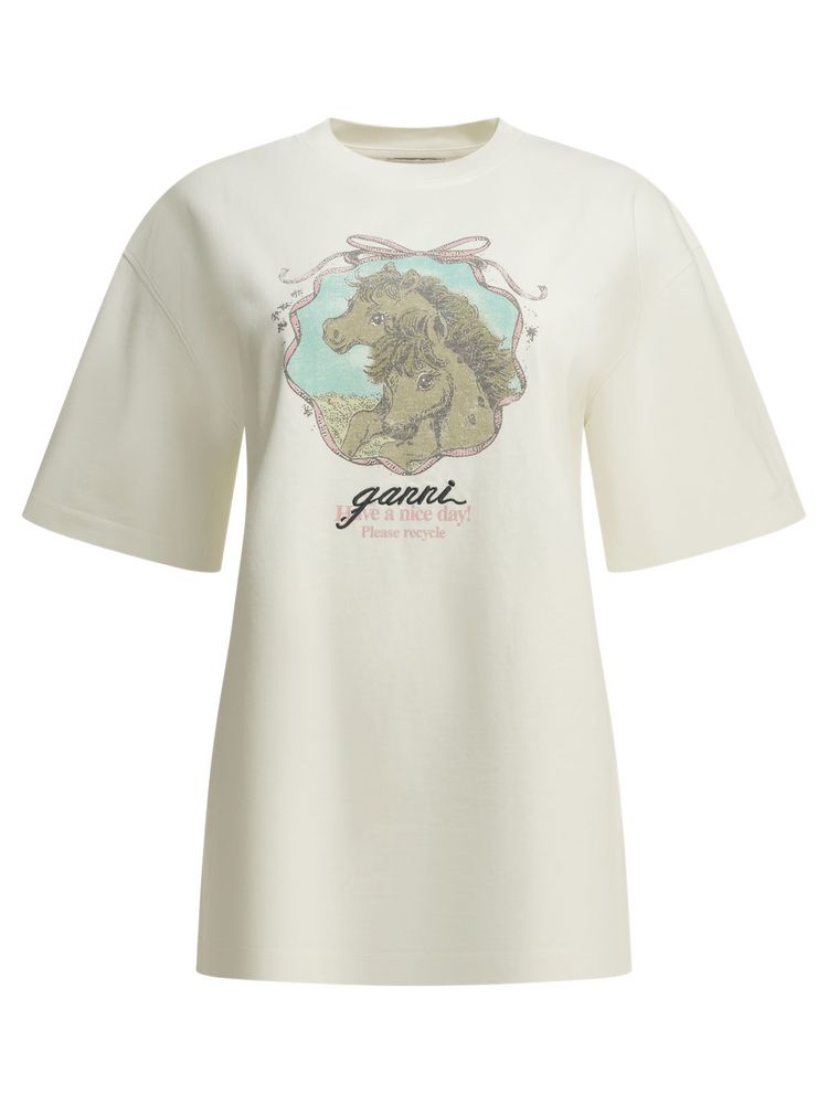 Ganni Qixi Graphic Oversized T-Shirt