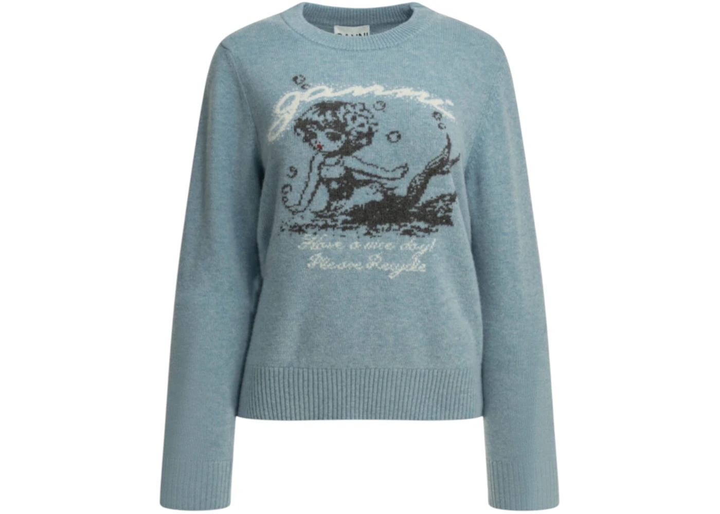 Ganni Mermaid Crewneck Sweater Light blue