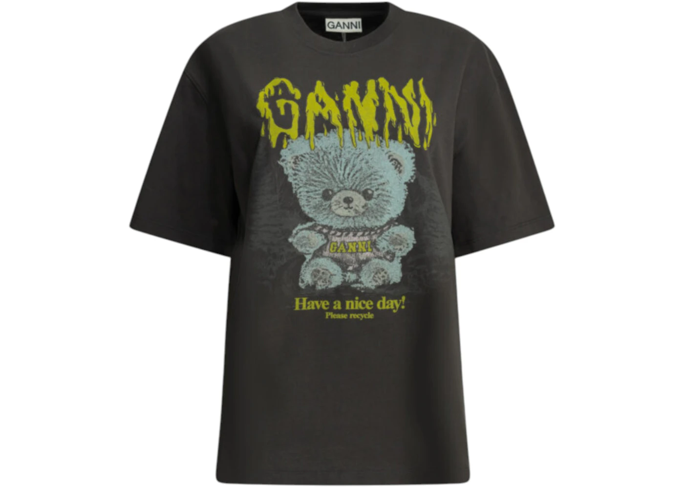 Ganni Forest Teddy Crewneck T-shirt Black