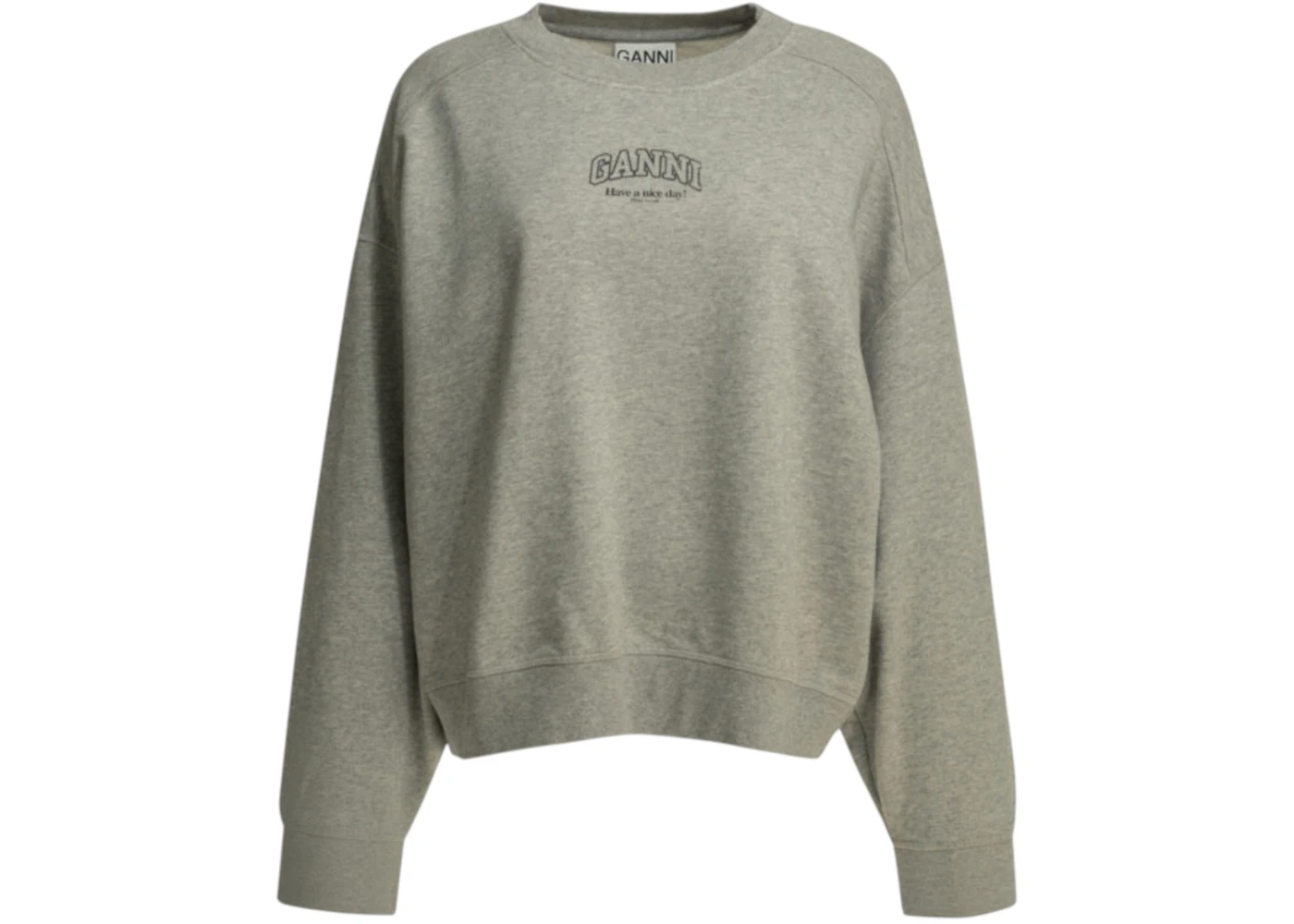 Ganni Crewneck Logo Sweatshirt Grey