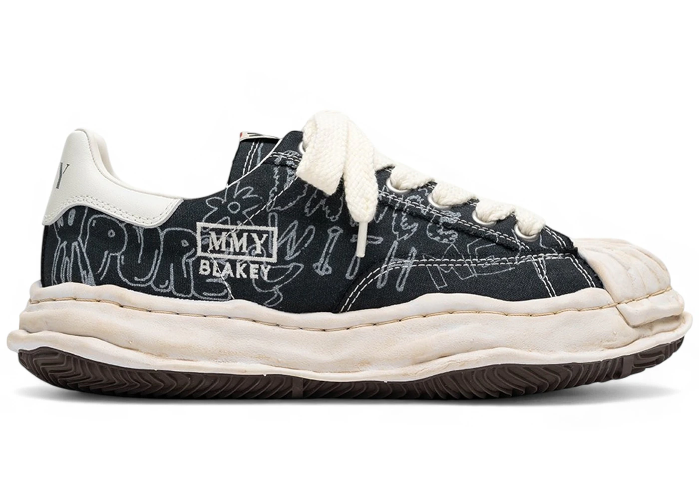 Maison Mihara Yasuhiro Blakey OG Sole Low Graffiti Printed Black White