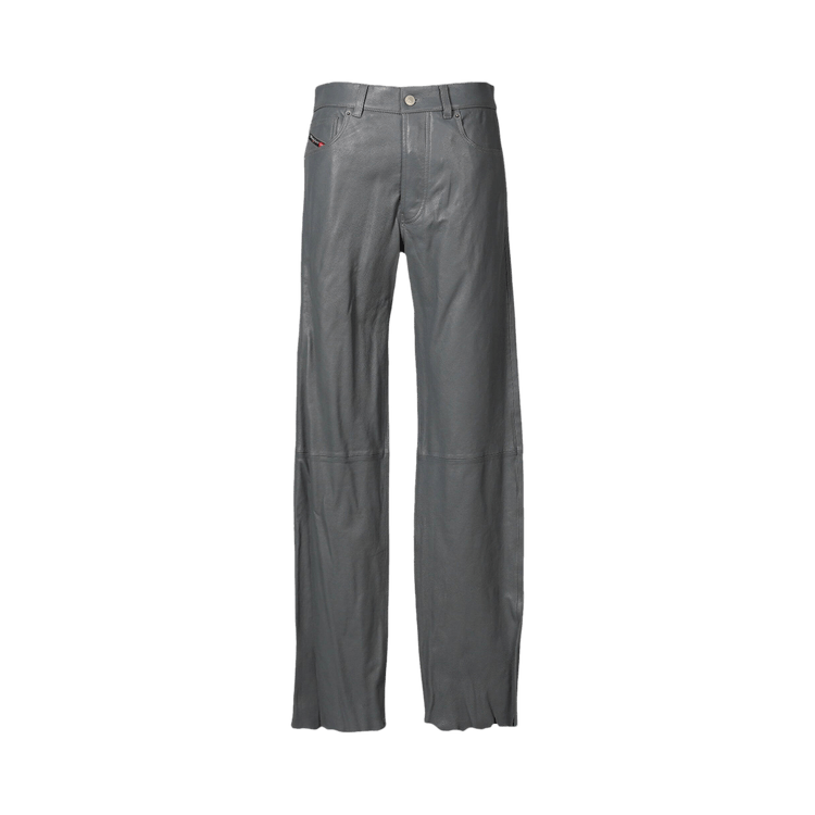 Diesel Regular Fit Leather Trousers 'Grey'