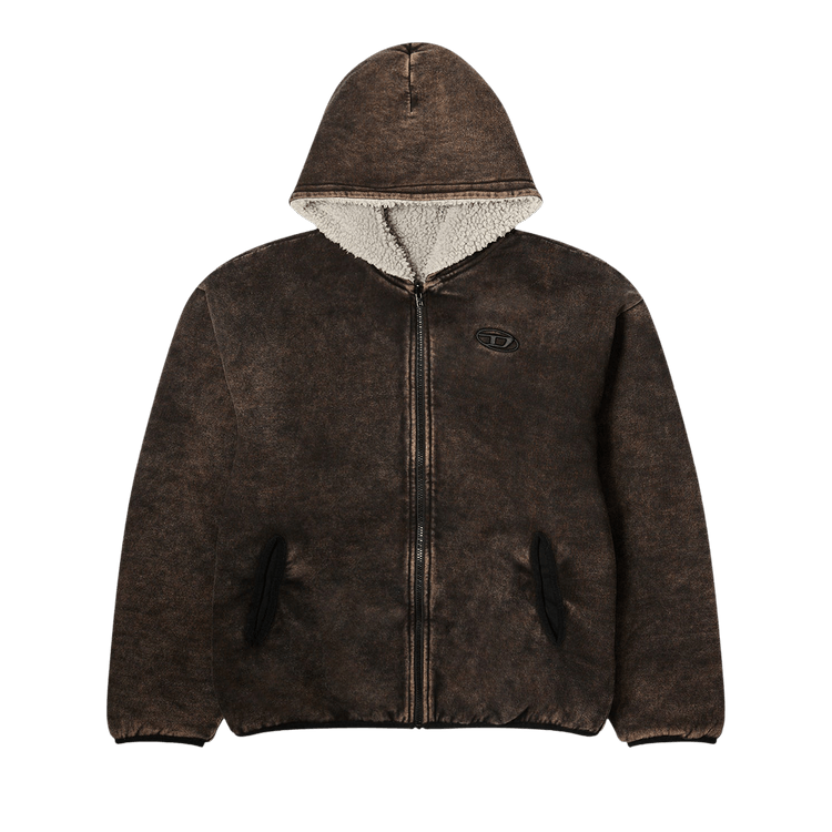 Diesel Reversible Hooded Zip Up Jacket 'Brown'