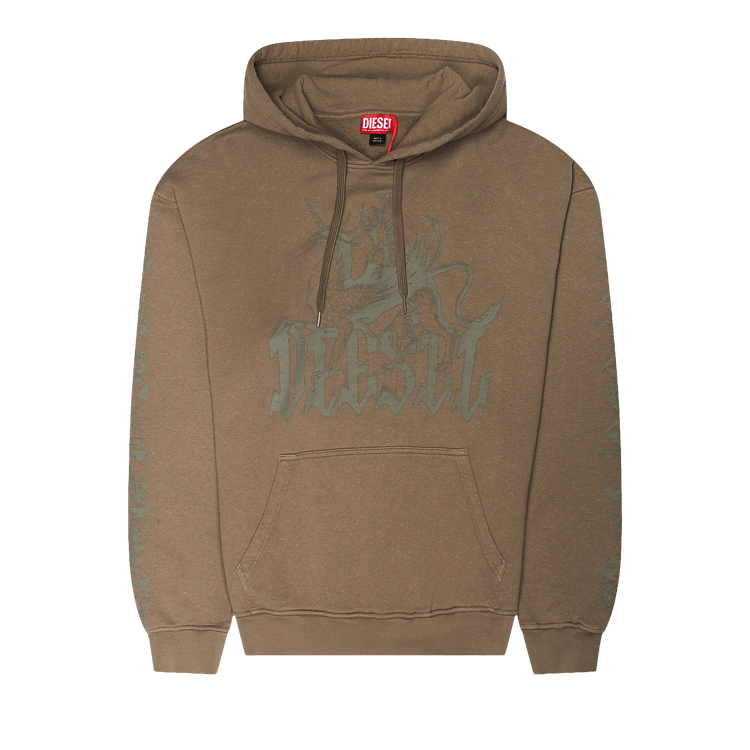 Diesel Treated Cotton Logo Print Hoodie 'Brown'