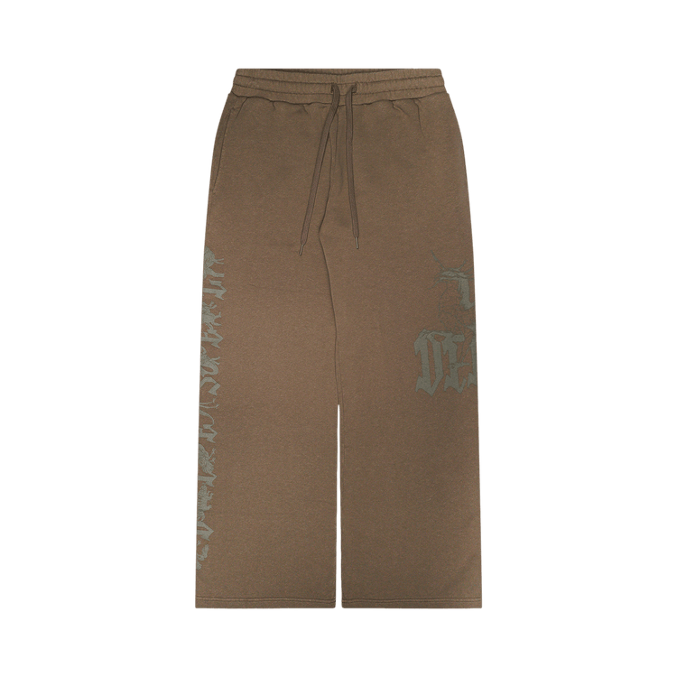 Diesel Treated Cotton Wide Leg Sweatpants 'Brown'