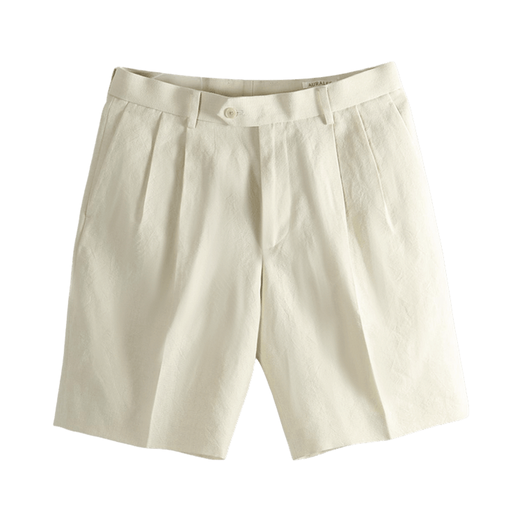 Auralee Wool Cotton Linen Ox Shorts 'Lime Beige'