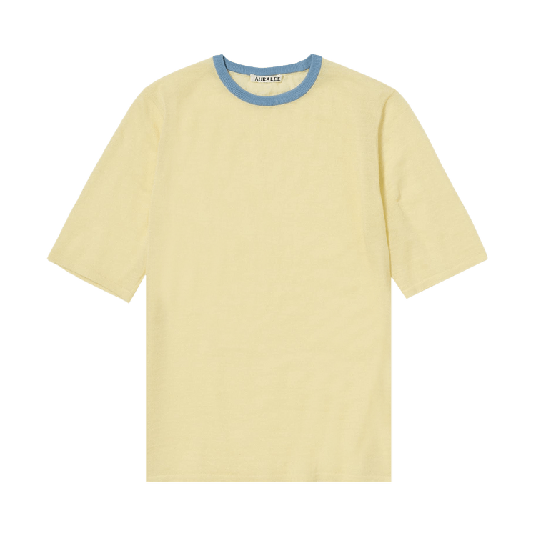 Auralee Hard Twist High Gauge Wool Silk Knit Tee 'Pale Yellow'