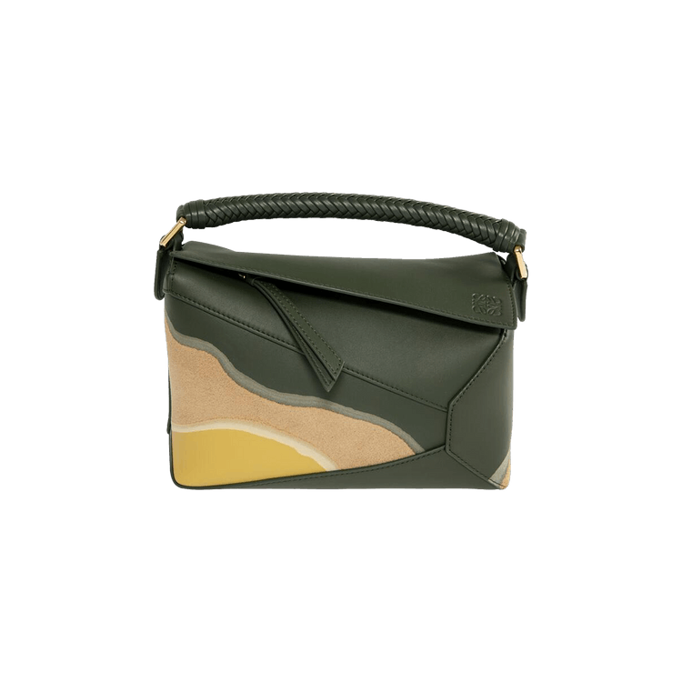 Loewe Small Puzzle Edge Bag 'Bottle Green/Ochre'