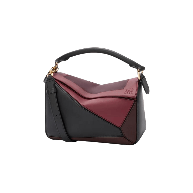 Loewe Small Puzzle Bag In Nappa Calfskin 'Black/Burgundy'