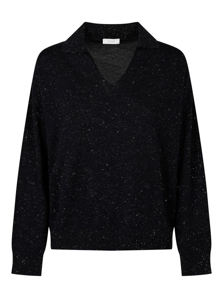 Peserico Speckled Collared Knitted Sweater