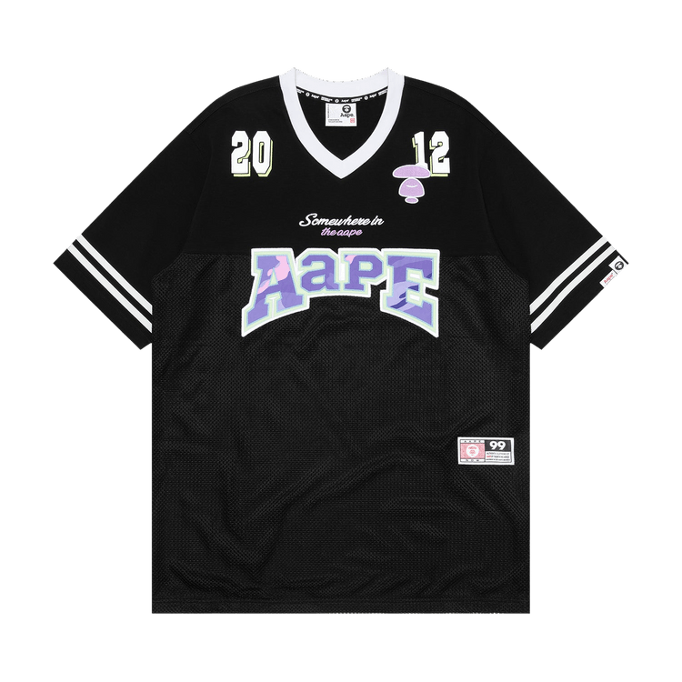 AAPE Moonface Embroidered Mesh-Panelled T-Shirt Dress 'Black'