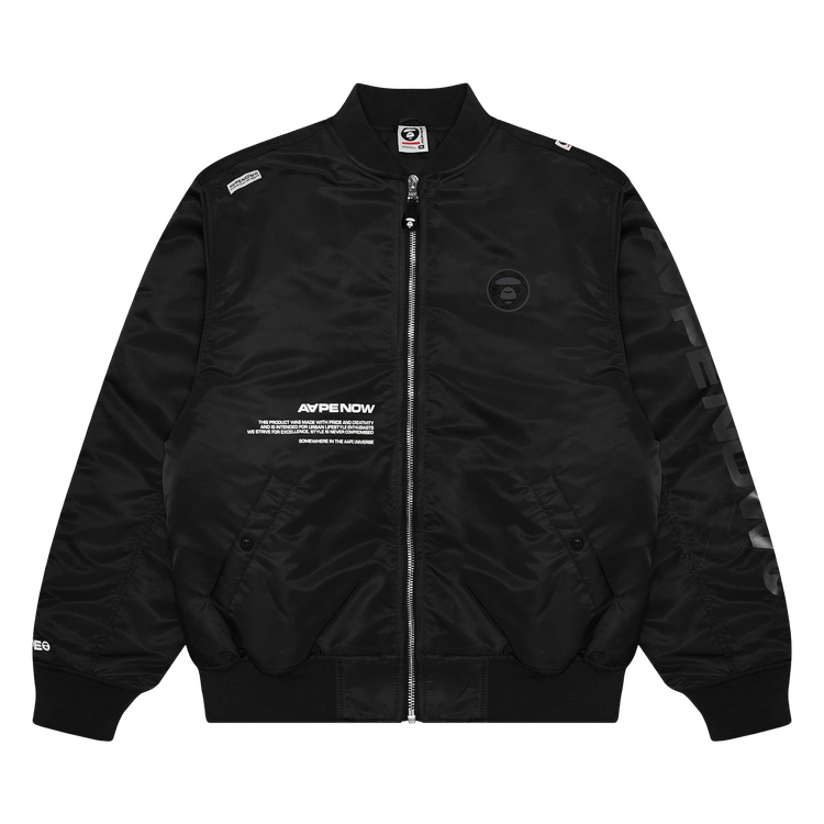 AAPE Moonface Patch Zip-Up Bomber 'Black'