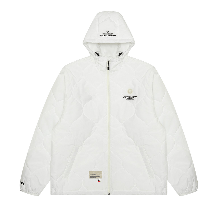 AAPE Moonface Patch Hooded Quilted Jacket 'Ivory'