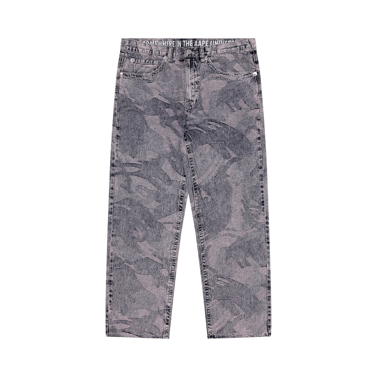 AAPE Moonface Camo Washed Jeans 'Purple/Light'