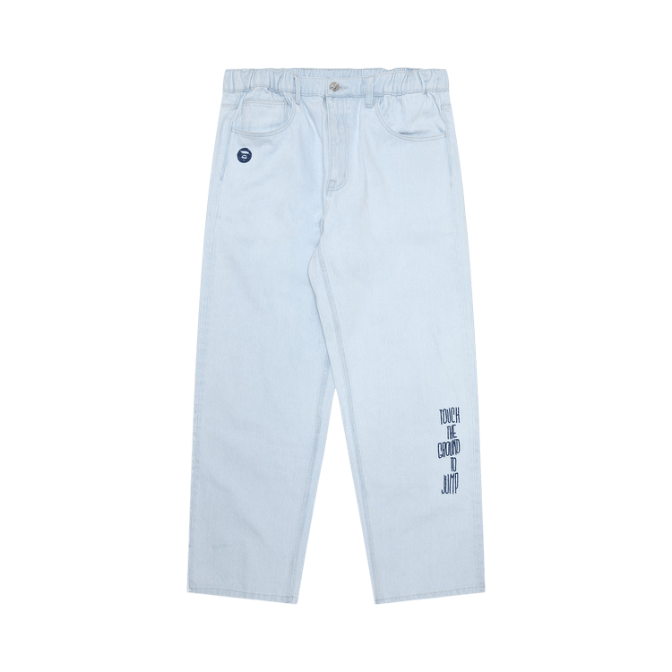 AAPE Moonface Embroidered Denim Pants 'Blue/White'