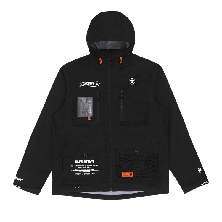 AAPE Moonface Hooded Utility Jacket 'Black'
