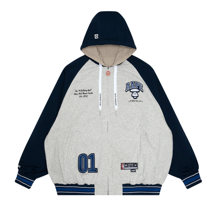 AAPE Moonface Embroidered Reversible Zip-Up Hoodie 'Navy'