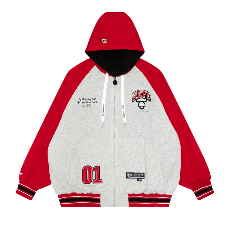 AAPE Moonface Embroidered Reversible Zip-Up Hoodie 'Red/Light'