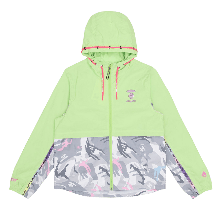 AAPE Moonface Embossed Camo Panelled Lightweight Jacket 'Green/Light'