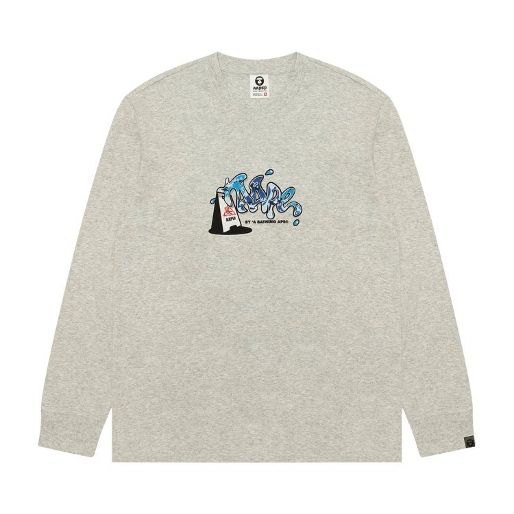AAPE r Graphic Long Sleeve Tee 'White/Heather'