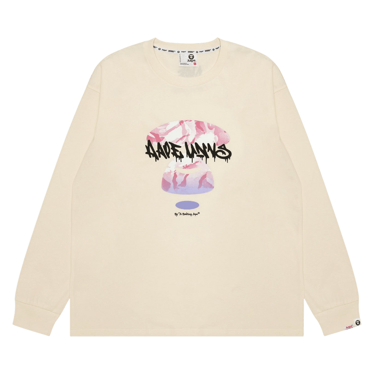 AAPE Unvs Moonface Long Sleeve Tee 'Ivory/White'
