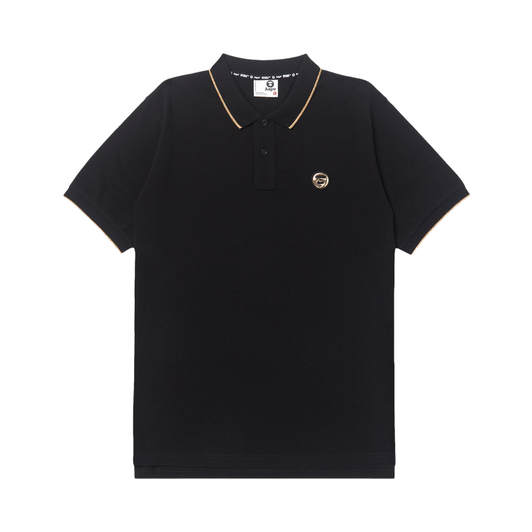 AAPE Moonface Patch Tipped Polo 'Black'