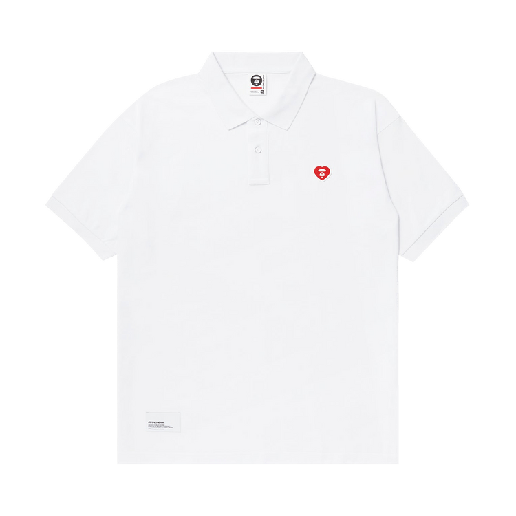 AAPE Moonface Heart Patch Polo 'White'